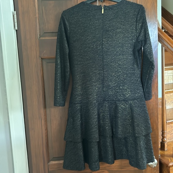 Michael Kors petite Large 3/4 sleeve black dress w gold sparkles - Picture 3 of 5